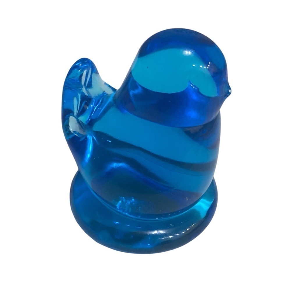 Terra Studios Bluebird of Happiness Leo Ward Signed 1991 Cobalt Blue Glass VTG